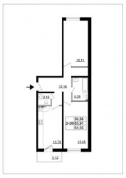 Двухкомнатная квартира 64.86 м²